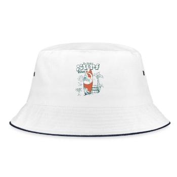 Retro Surf Welle am Strand - Bucket Hat - Weiß/Navy - Vorne