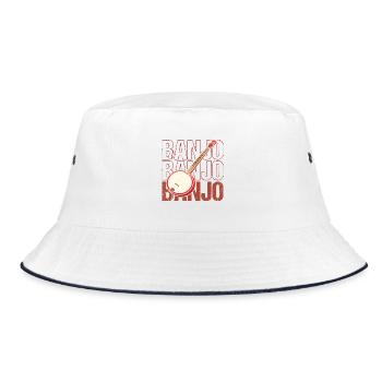 Banjo Beat Retro Illustration - Bucket Hat - Weiß/Navy - Vorne