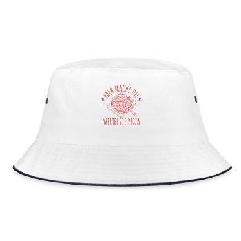 Papa macht die weltbeste Pizza Retro Pizzabäcker - Bucket Hat - Weiß/Navy - Vorne