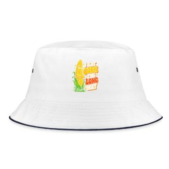 Mais Langweg Spruch Cartoon - Bucket Hat - Weiß/Navy - Vorne
