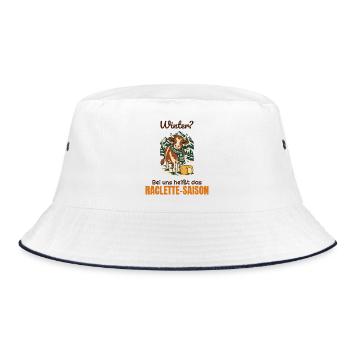 Winter? Bei uns heißt das Raclette-Saison - Bucket Hat - Weiß/Navy - Vorne