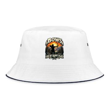 Bogenschießen, Bogenschütze - Bucket Hat - Weiß/Navy - Vorne