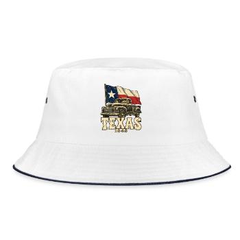Texas Retro-Truck Flagge 1845 - Bucket Hat - Weiß/Navy - Vorne