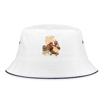 Table For Three lustige - Bucket Hat - Weiß/Navy - Vorne