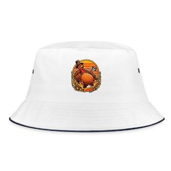 Thanksgiving Truthahn Ultraschall Retro Baby - Bucket Hat - Weiß/Navy - Vorne