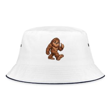 Bigfoot Kawaii Style – Süßes Fabelwesen - Bucket Hat - Weiß/Navy - Vorne