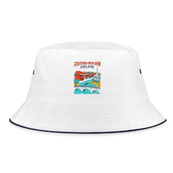 Retro Stratford Upon Avon England Travel - Bucket Hat - Weiß/Navy - Vorne