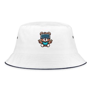 Bär Süß Comic Cartoon VR Virtual Reality - Bucket Hat - Weiß/Navy - Vorne
