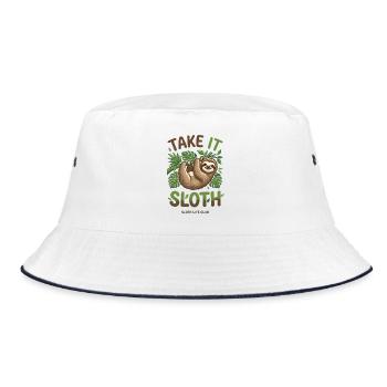 Take It Sloth – Gemütliches Faultier Geschenk - Bucket Hat - Weiß/Navy - Vorne