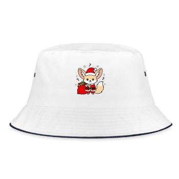 Festlicher Weihnachtsmann mit Geschenken - Bucket Hat - Weiß/Navy - Vorne