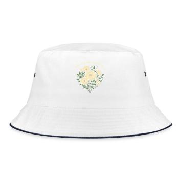 Spüre, wie es durch ihn wächst Blumendesign - Bucket Hat - Weiß/Navy - Vorne