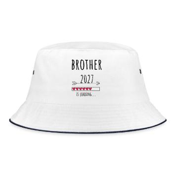 Pregnancy Announcement – Bruder 2027 Geschenk - Bucket Hat - Weiß/Navy - Vorne