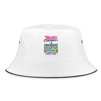 City Truro Cornwall Victorian Charm River Town - Bucket Hat - Weiß/Navy - Vorne