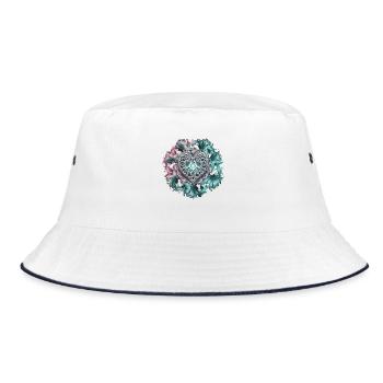  Keltisches Herz Mit Blumen Und Verschlungenen - Bucket Hat - Weiß/Navy - Vorne