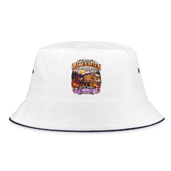 Hexenbesen Urlaub Camping im Wald - Bucket Hat - Weiß/Navy - Vorne