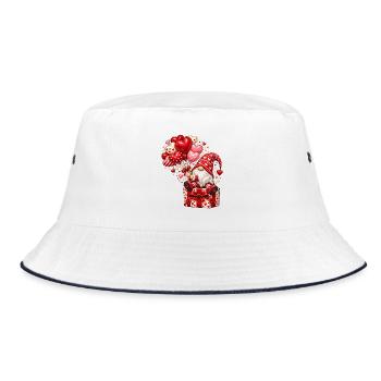 Wichtel Valentinstag Liebe Zwerg Geschenk Herzen - Bucket Hat - Weiß/Navy - Vorne