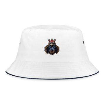Adler Kopf mit Krone - Bucket Hat - Weiß/Navy - Vorne