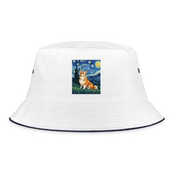 Corgi Sternennacht – lustiger walisischer Corgi-Hundeliebhaber - Bucket Hat - Weiß/Navy - Vorne