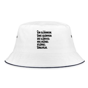 Lustiges Geschenk Glühwein Weihnachten Besoffen - Bucket Hat - Weiß/Navy - Vorne