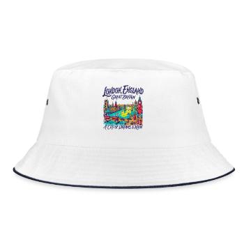 City London Iconic Capital Skyline With Red Buses - Bucket Hat - Weiß/Navy - Vorne