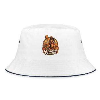 Thanksgiving Dackel meldet sich zu Resten - Bucket Hat - Weiß/Navy - Vorne