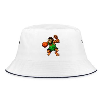Schimpansen Basketballerin / Basketball Affe - Bucket Hat - Weiß/Navy - Vorne