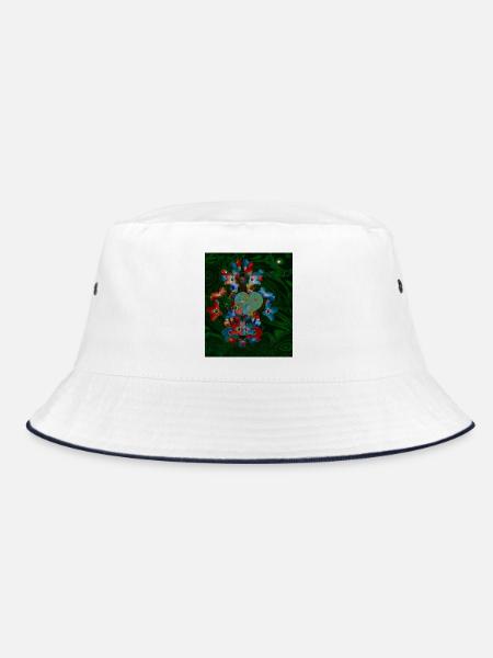 Märchenhaftes Design mit Herz und Blüten  - Bucket Hat - Weiß/Navy