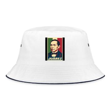 Benito Juárez Mexiko Pop Art - Bucket Hat - Weiß/Navy - Vorne