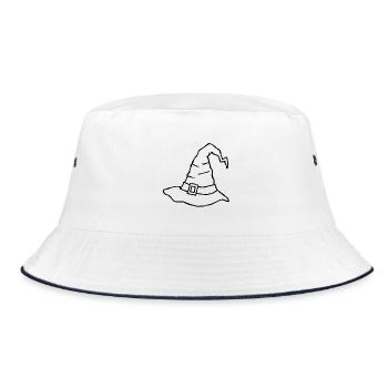 Krummer Hexenhut – Halloween-Kritzelzeichnung - Bucket Hat - Weiß/Navy - Vorne