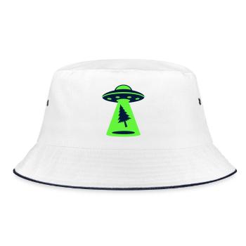 Ufo Entfuehrung Wald Logo - Bucket Hat - Weiß/Navy - Vorne