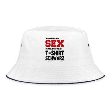 An Sex denken Erotik Sprüche Fun Lustig - Bucket Hat - Weiß/Navy - Vorne