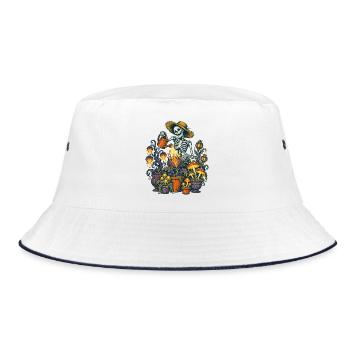 Das Skelett gießt seine Giftpflanzen - Bucket Hat - Weiß/Navy - Vorne