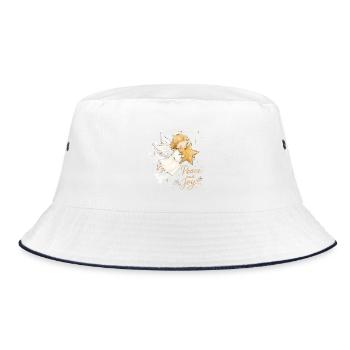 Aquarell Weihnachtsengel mit Stern - Bucket Hat - Weiß/Navy - Vorne