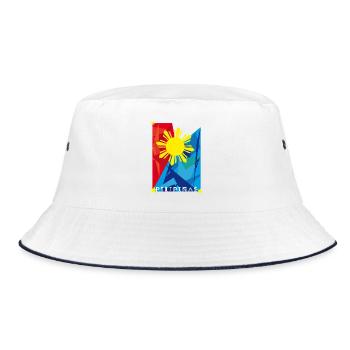 Philippinen Sonnenflagge Filipino Pride - Bucket Hat - Weiß/Navy - Vorne