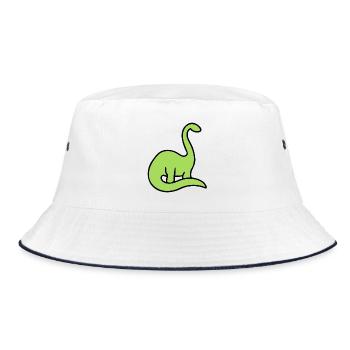 Lime Dino Silhouette auf Schwarz - Bucket Hat - Weiß/Navy - Vorne