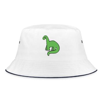Smaragdgrüner Dino auf Schwarz - Bucket Hat - Weiß/Navy - Vorne