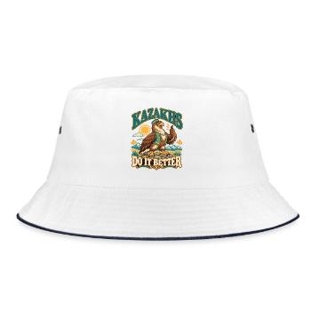 Kasachstan Retro Kultur und Stolz - Bucket Hat - Weiß/Navy - Vorne