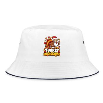 Turkey in Disguise Cartoon Christmas - Bucket Hat - Weiß/Navy - Vorne