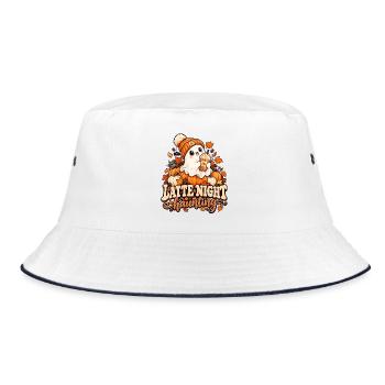 Kürbis Latte Nacht Spuk - Bucket Hat - Weiß/Navy - Vorne