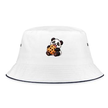 Süßer Panda mit Keksen Cartoon Motiv - Bucket Hat - Weiß/Navy - Vorne
