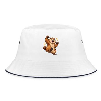Cartoon springendes Eichhörnchen - Bucket Hat - Weiß/Navy - Vorne