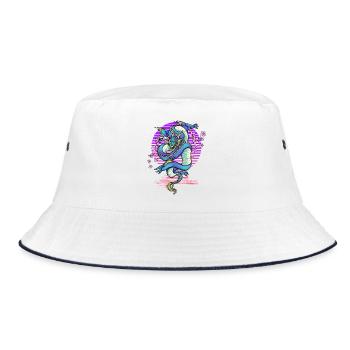 Drache Kirschblüten Fantasy - Bucket Hat - Weiß/Navy - Vorne