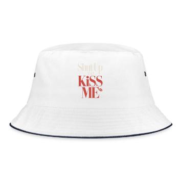 Shut Up And Kiss Me Küss Mich Einfach Valentinstag - Bucket Hat - Weiß/Navy - Vorne