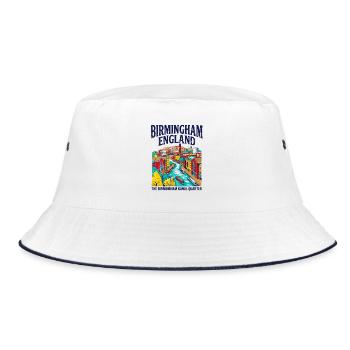 View City Birmingham England Canal Quarter - Bucket Hat - Weiß/Navy - Vorne