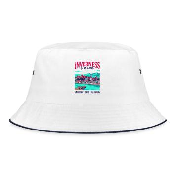 City Inverness Scotland Gateway To The Highlands - Bucket Hat - Weiß/Navy - Vorne