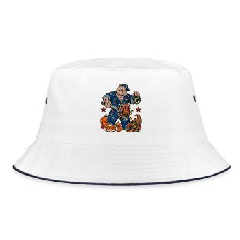 Thanksgiving Nilpferd-Mechaniker mit - Bucket Hat - Weiß/Navy - Vorne