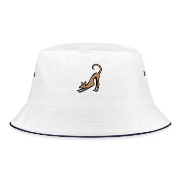Katzenstrecken-Silhouette - Bucket Hat - Weiß/Navy - Vorne