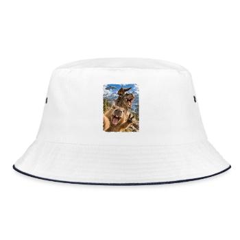 Lustiges Capybara Selfie mit Bigfoot, T-Rex, UFO - Bucket Hat - Weiß/Navy - Vorne