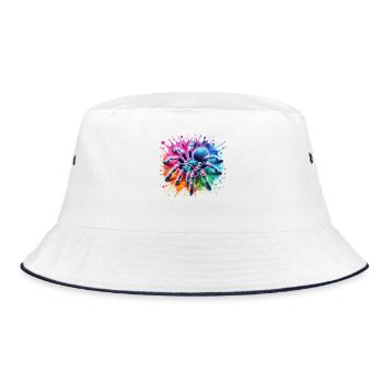 Gooty Saphir Tarantel Motiv - Bucket Hat - Weiß/Navy - Vorne