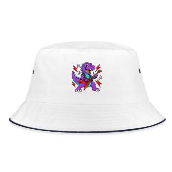 Dino Gitarrist - Bucket Hat - Weiß/Navy - Vorne